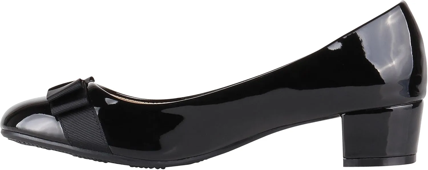 KRISP Womens Low Block Heel Patent Courts Ladies Work Party Ballerina Pumps Shoes