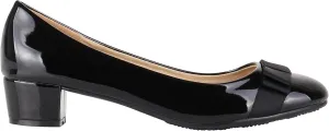 KRISP Womens Low Block Heel Patent Courts Ladies Work Party Ballerina Pumps Shoes