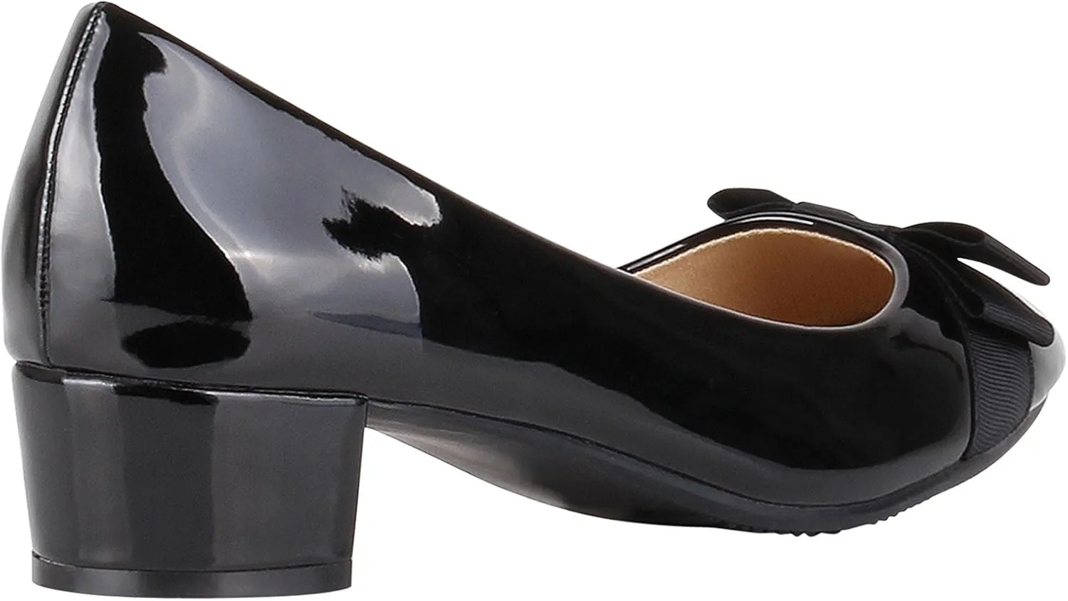 KRISP Womens Low Block Heel Patent Courts Ladies Work Party Ballerina Pumps Shoes