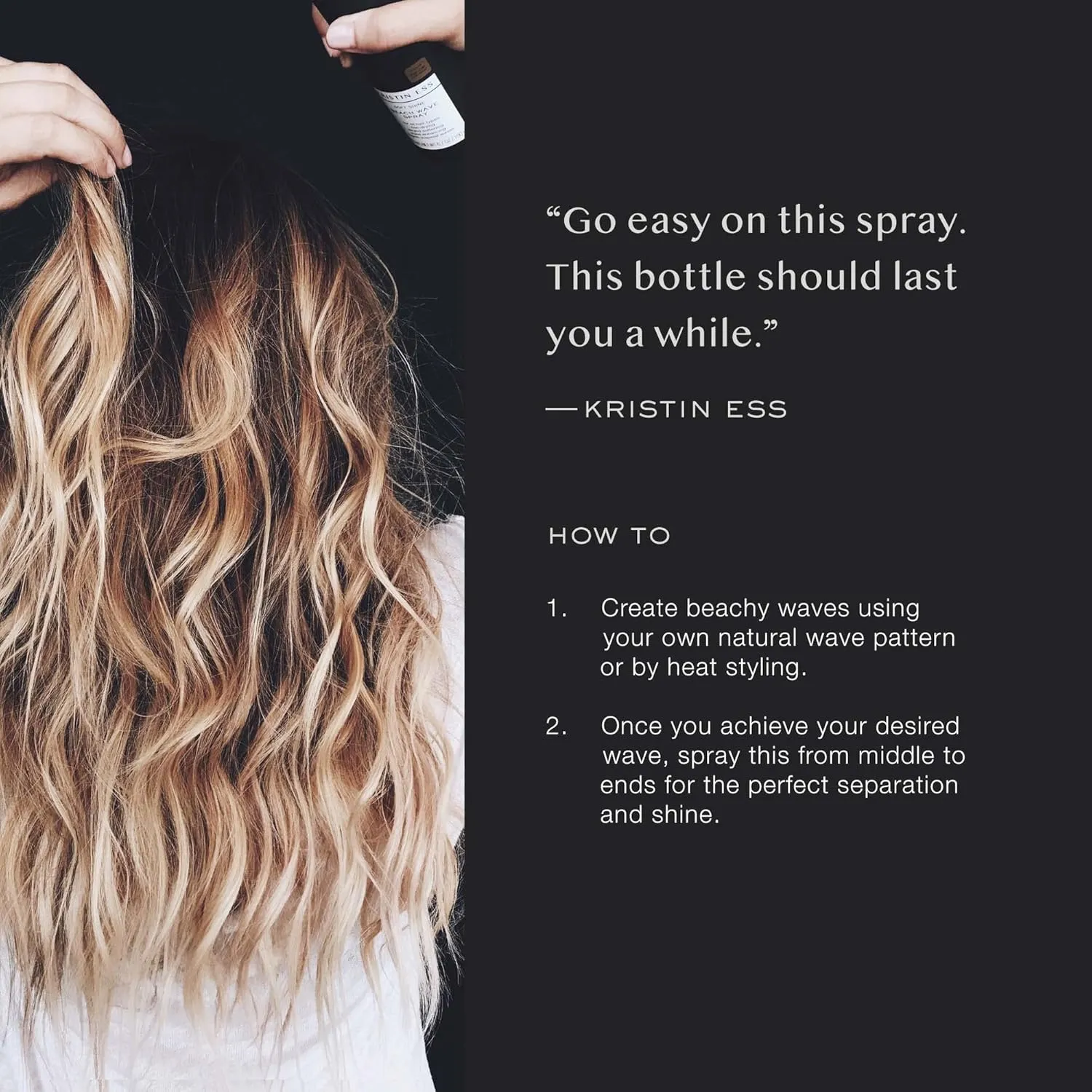 Kristin Ess Hair Soft Shine Beach Wave Hair Spray for Soft Texture   Shine, Non-Drying, Wavy Hair Styling Product, 6.7 oz (Pack of 2)