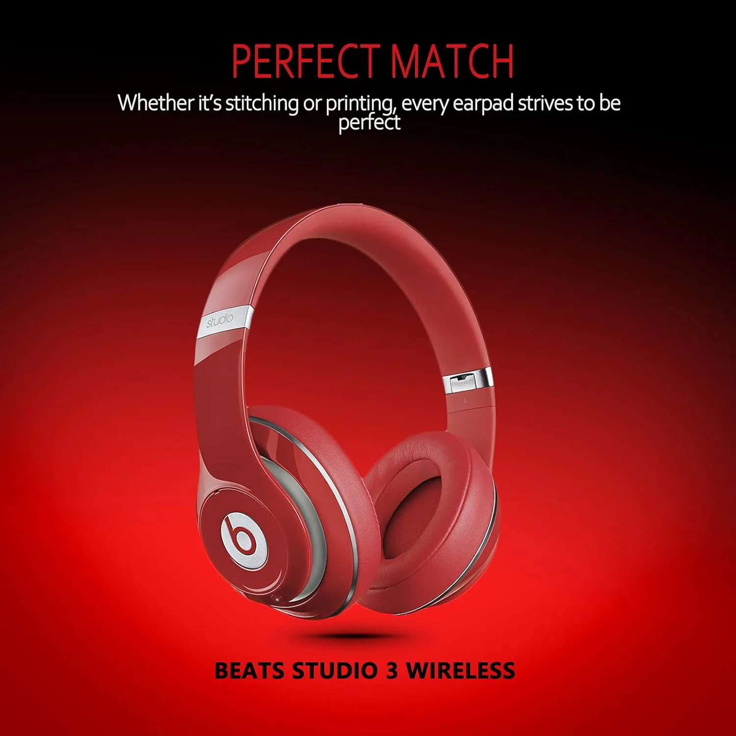 Krone Kalpasmos Beats Studio 3 Replacement Ear Pads, Ear Cushions for Beats Studio 2 & 3 (B0501, B0500) Wired & Wireless Headphone Soft Memory Foam Red