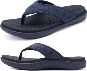 KuaiLu Mens Sport Flip Flops Comfort Orthotic Thong Sandals with Plantar Fasciitis Arch Support Outdoor Summer Beach Size 7~15