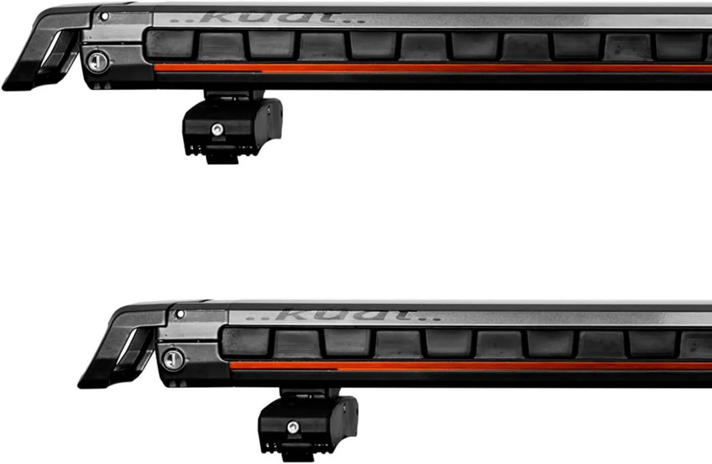 KUAT Grip 6 Durable Universal Car SUV Rooftop Crossbars Mounted Winter Sports Gear Hauling Transportation Slide-Out Locking Clamshell Rack, Fits 6 Skis/4 Snowboards - Gray Metallic with Orange Anodize