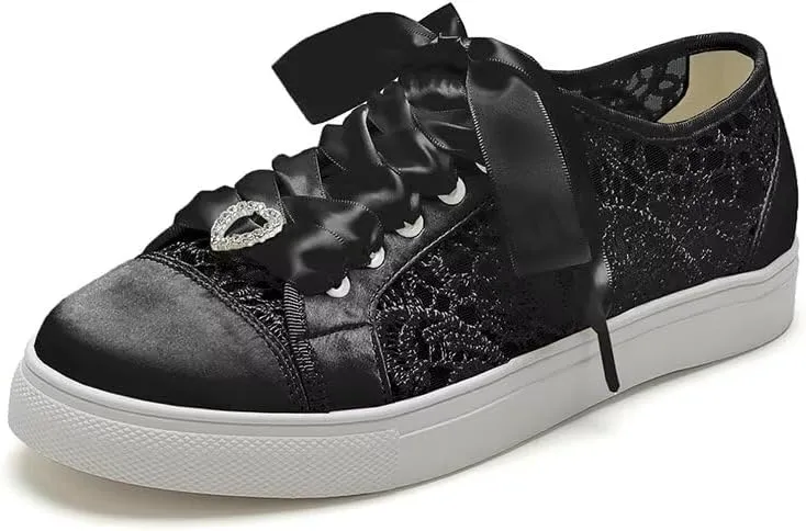 Lace Wedding Sneakers for Bride Low Top Bridal Tennis Shoes Comfortable Wedding Shoes