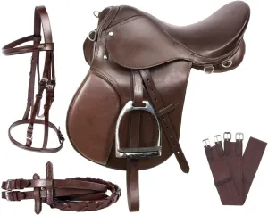 Laiba Emporium English Saddle | All Purpose Leather Riding Trail Show Horse Tack(Size-12'' Seat to 18'' Seat)