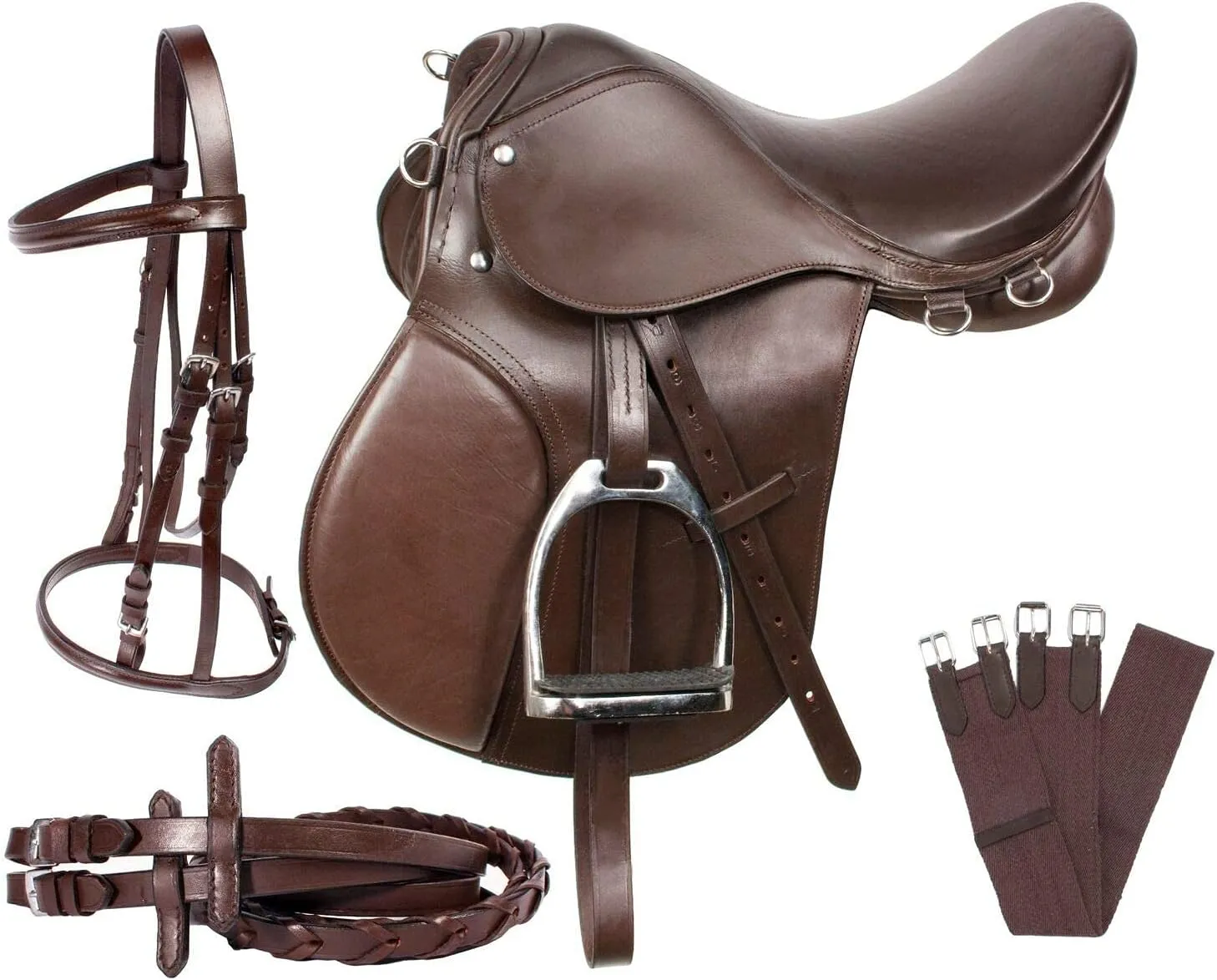 Laiba Emporium English Saddle | All Purpose Leather Riding Trail Show Horse Tack(Size-12'' Seat to 18'' Seat)