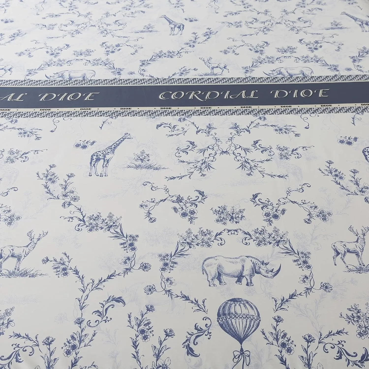 Lemfux White Twin Bed Sheet Set, 1 Flat Sheet 66"x96", 1 Fitted Sheet 39"x75", 2 Pillowcases 20"x29".4 Pieecs Cotton Flower and Animal Farmhouse Style Blue French Country Bedding Set