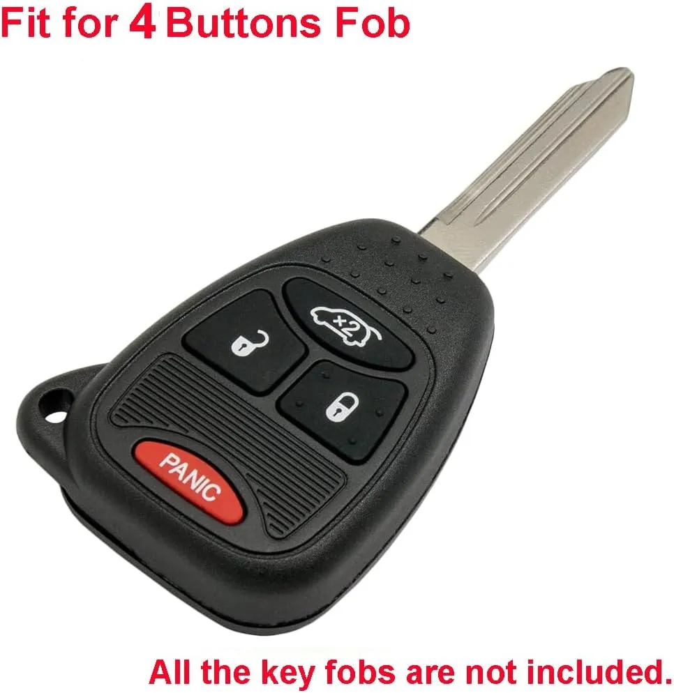LemSa 2pcs Silicone 4 Buttons Key Fob Cover Remote Keyless Entry Bag for Chrysler 200 300 PT Cruiser Dodge Charger Magnum Durango Jeep Grand Cherokee Commander Liberty, Black Blue