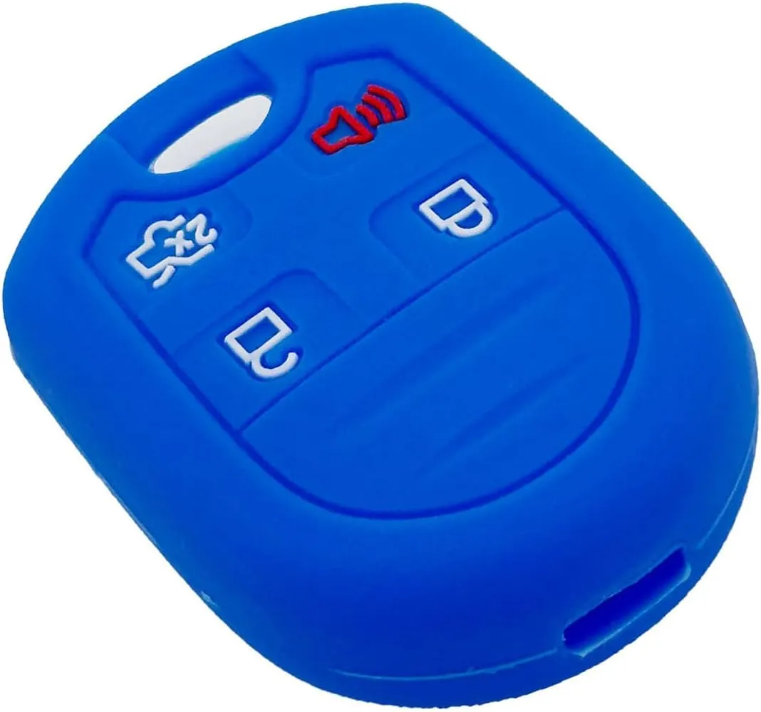 LemSa 2pcs Silicone 4 Buttons Key Fob Cover Remote Keyless Entry Bag for Ford 2011-2016 F150 F250 F350 Mustang Fusion Explorer Taurus Expedition Lincoln MKS MKX MKZ Navigator, Black Blue
