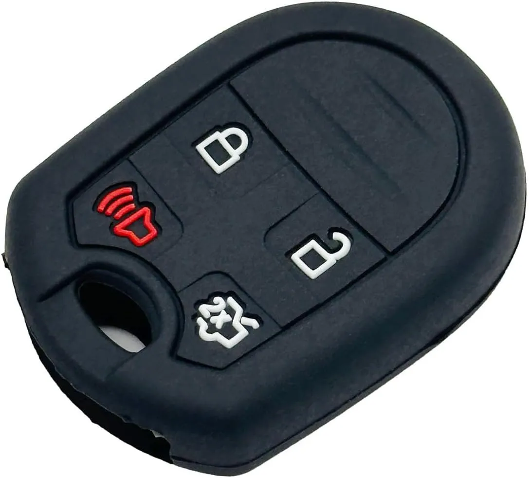 LemSa 2pcs Silicone 4 Buttons Key Fob Cover Remote Keyless Entry Bag for Ford 2011-2016 F150 F250 F350 Mustang Fusion Explorer Taurus Expedition Lincoln MKS MKX MKZ Navigator, Black Blue