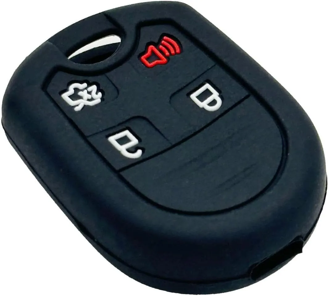 LemSa 2pcs Silicone 4 Buttons Key Fob Cover Remote Keyless Entry Bag for Ford 2011-2016 F150 F250 F350 Mustang Fusion Explorer Taurus Expedition Lincoln MKS MKX MKZ Navigator, Black Blue