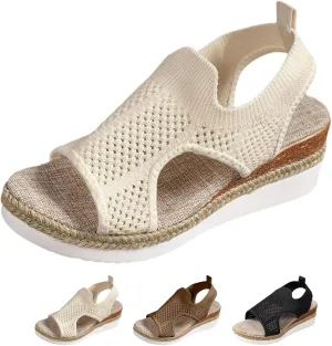 Libiyi Sandals Women Orthotic Ultra-Comfy Sport Sandals Wedge Heel Fly Weave Casual Hollow Beach Closed Toe Summer Shoe Strappy Flat with Buckle Strap Ultra Comfy Wedge and Shoes Walking