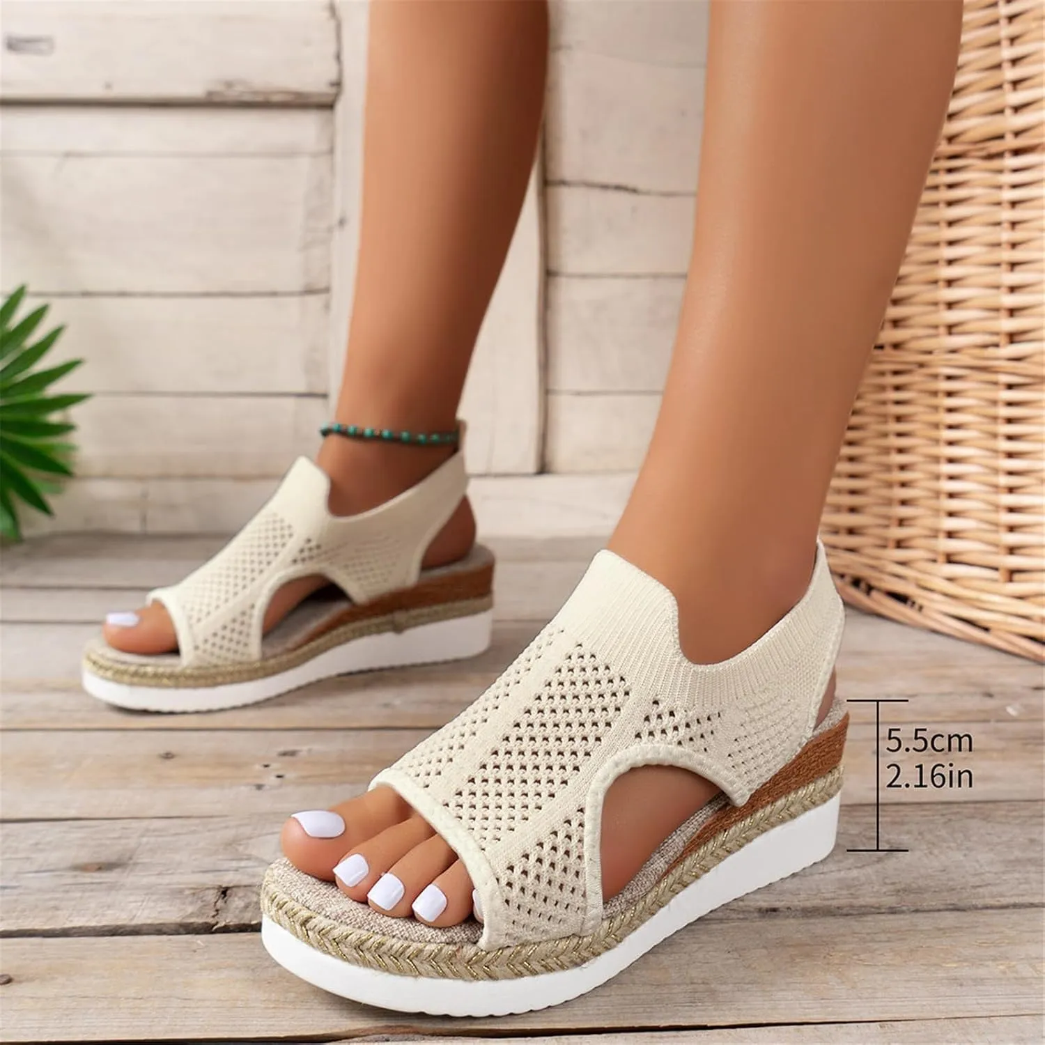 Libiyi Sandals Women Orthotic Ultra-Comfy Sport Sandals Wedge Heel Fly Weave Casual Hollow Beach Closed Toe Summer Shoe Strappy Flat with Buckle Strap Ultra Comfy Wedge and Shoes Walking