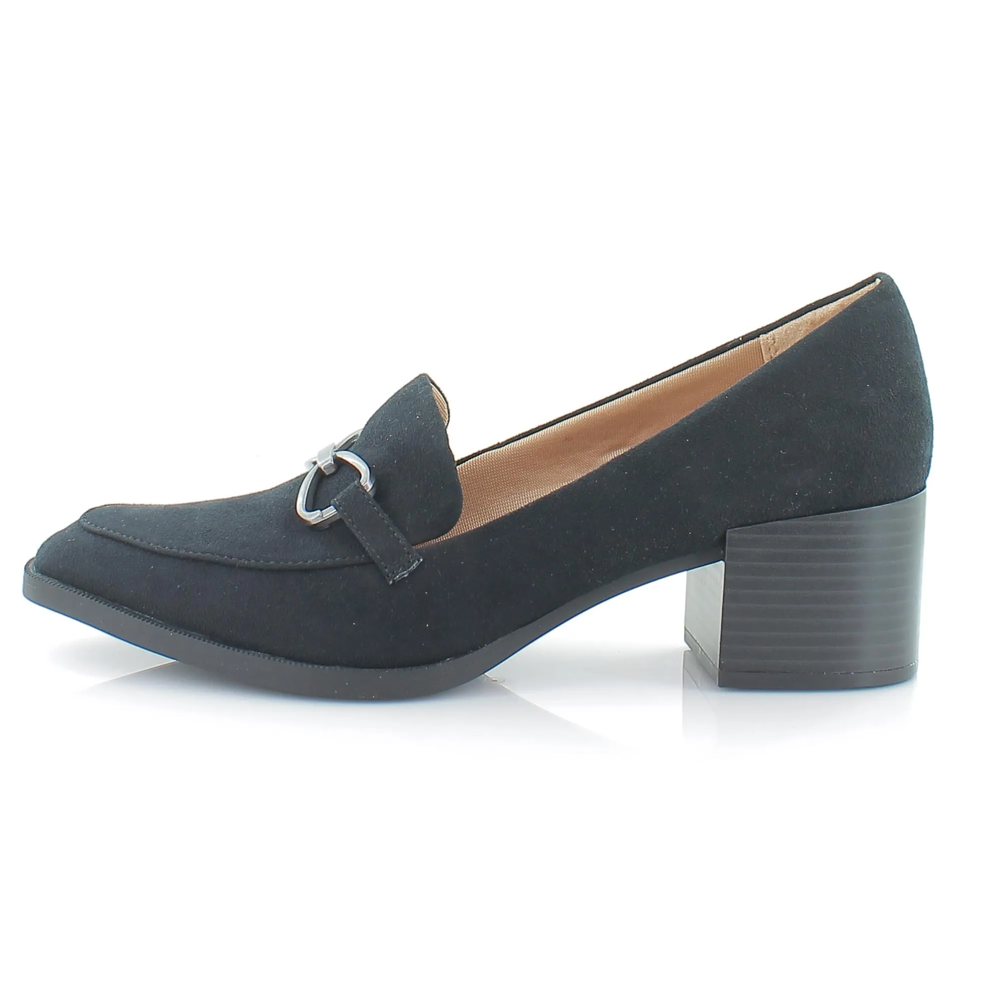 LifeStride Womens Devyn 2 Block Heel Loafer Black Fabric 9 W