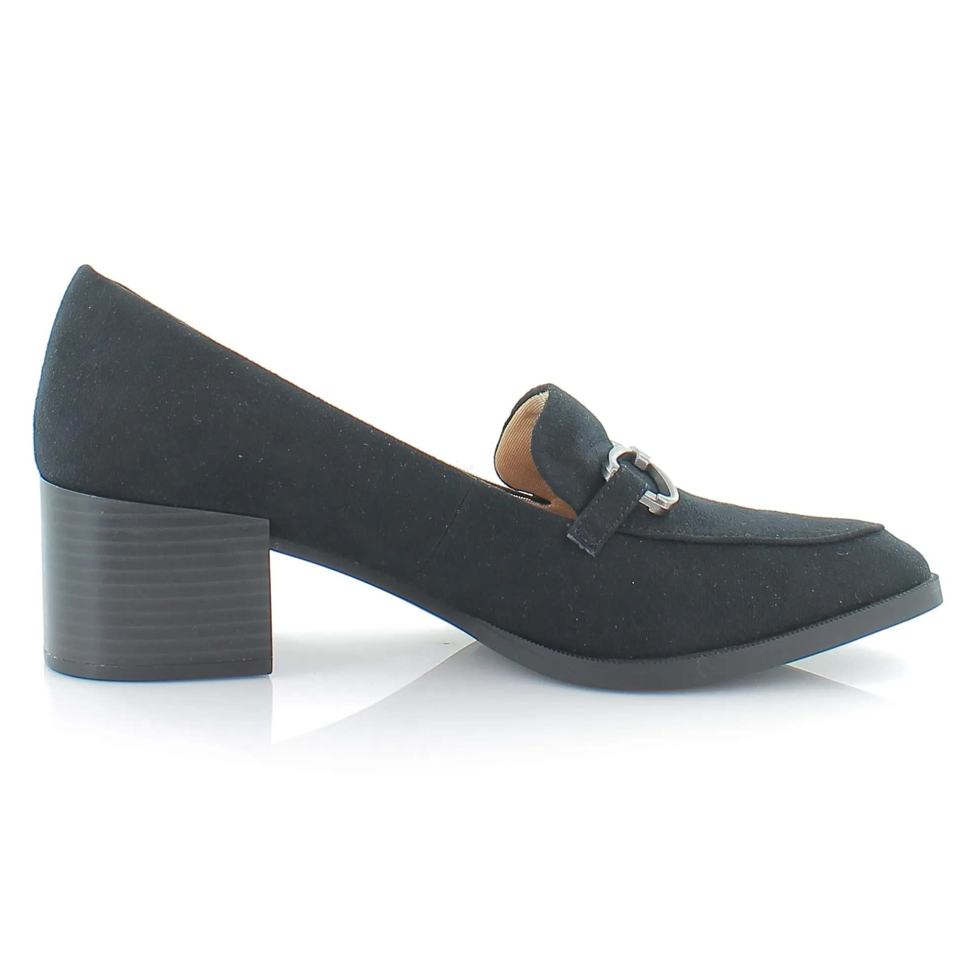 LifeStride Womens Devyn 2 Block Heel Loafer Black Fabric 9 W