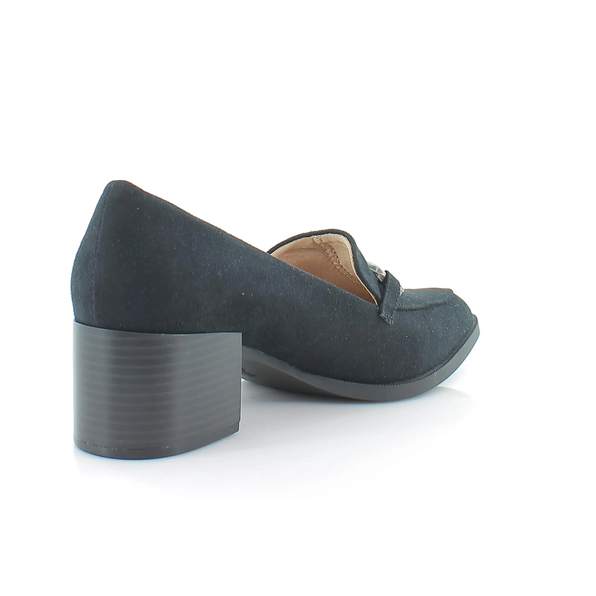 LifeStride Womens Devyn 2 Block Heel Loafer Black Fabric 9 W