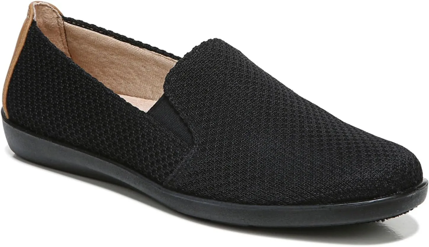 LifeStride Womens Next Level Slip-On Sneaker, Black/Tan, 7.5 Wide US