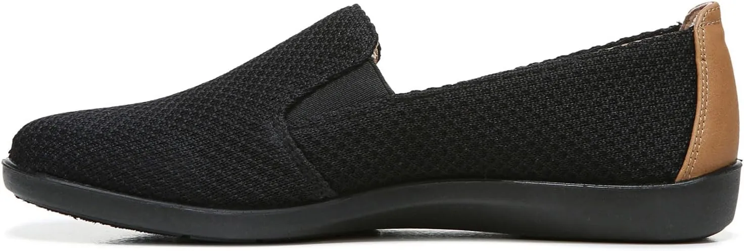 LifeStride Womens Next Level Slip-On Sneaker, Black/Tan, 8.5 Wide US