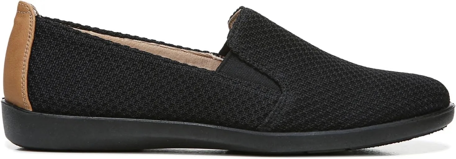 LifeStride Womens Next Level Slip-On Sneaker, Black/Tan, 8.5 Wide US