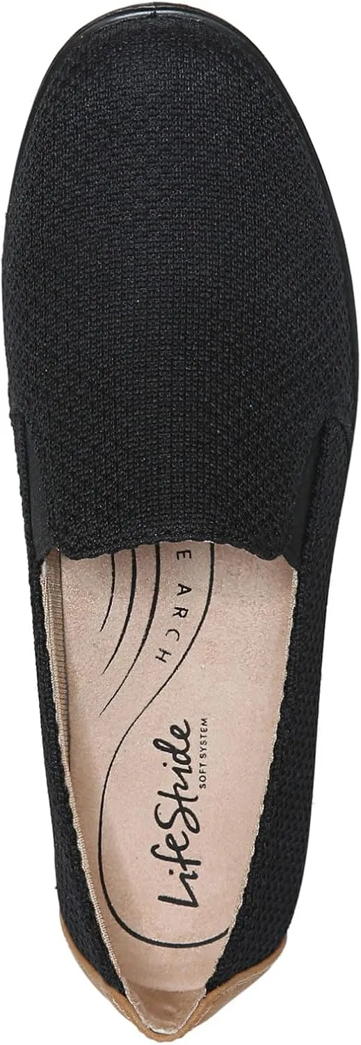 LifeStride Womens Next Level Slip-On Sneaker, Black/Tan, 8.5 Wide US