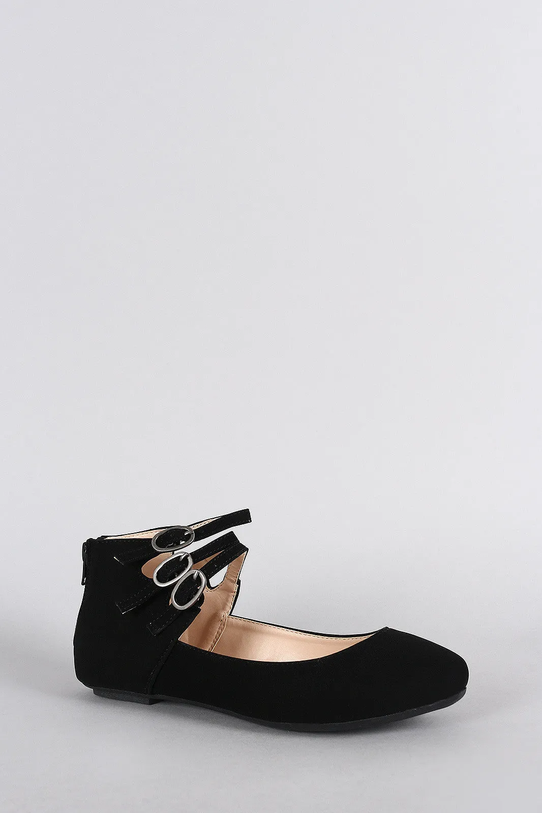 Limited-stock deal Comfy Strap Round Ankle Triple Excellent Flat Toe Ballet Sole