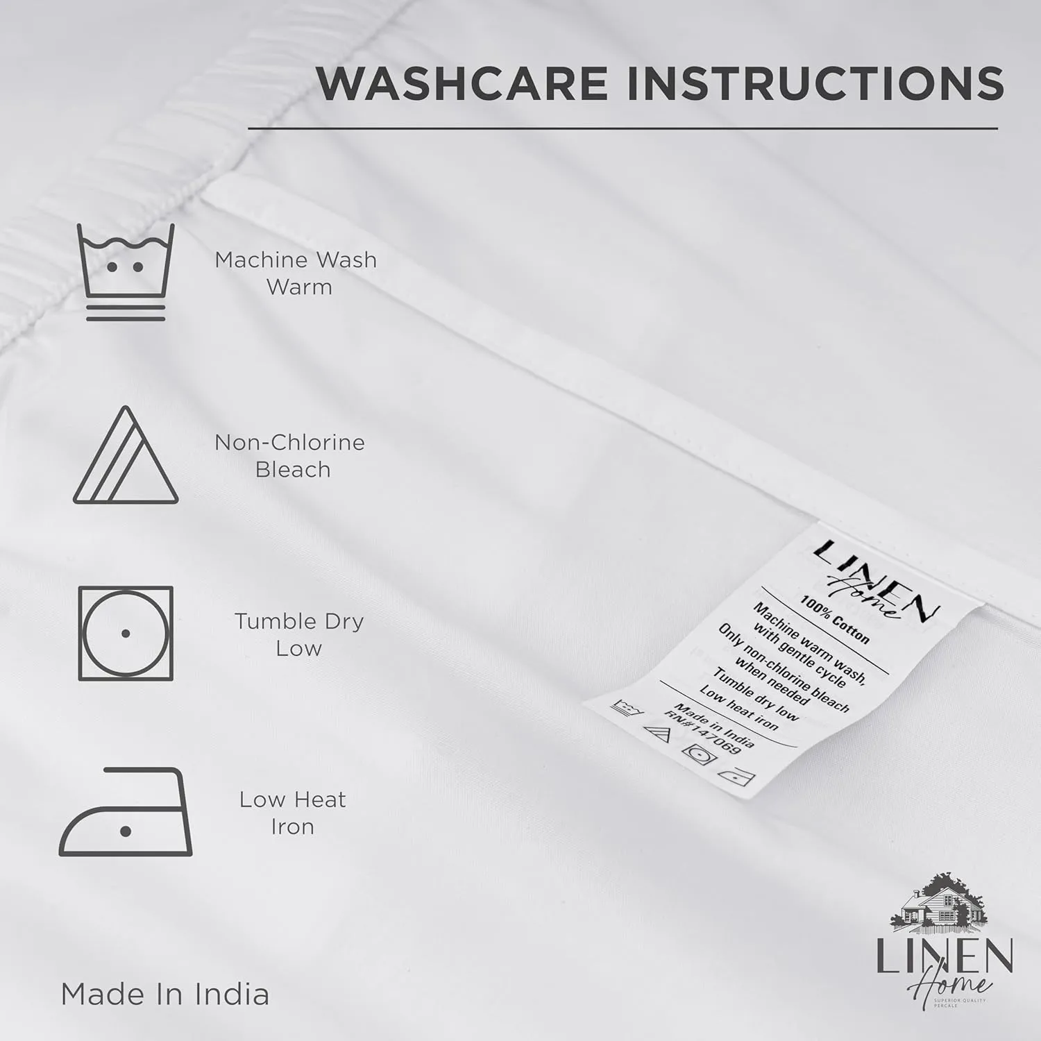 Linen Home 100% Cotton Marrow Percale Sheet Set, King Size, Dove Grey, 4 Pieces - 1 Flat, 1 Deep Pocket Fitted Sheet and 2 Pillowcases, Breathable, Crisp Cool and Strong Bed Linen