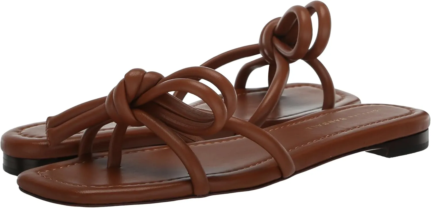Loeffler Randall Women's Hadley Leather Bow Flat Sandals