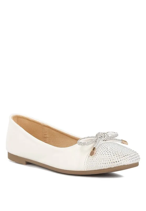 London Rag - Aine Rhinestones Embellished Toe Cap Ballerinas