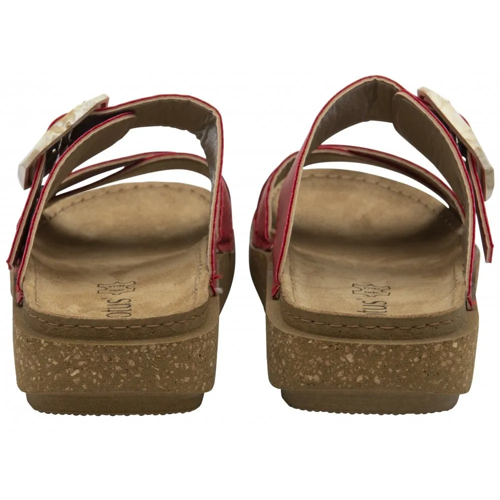 Lotus Comino Women's Crossover Strap Mule Sandal Red