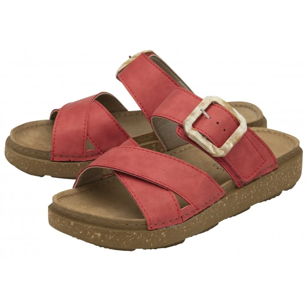 Lotus Comino Women's Crossover Strap Mule Sandal Red
