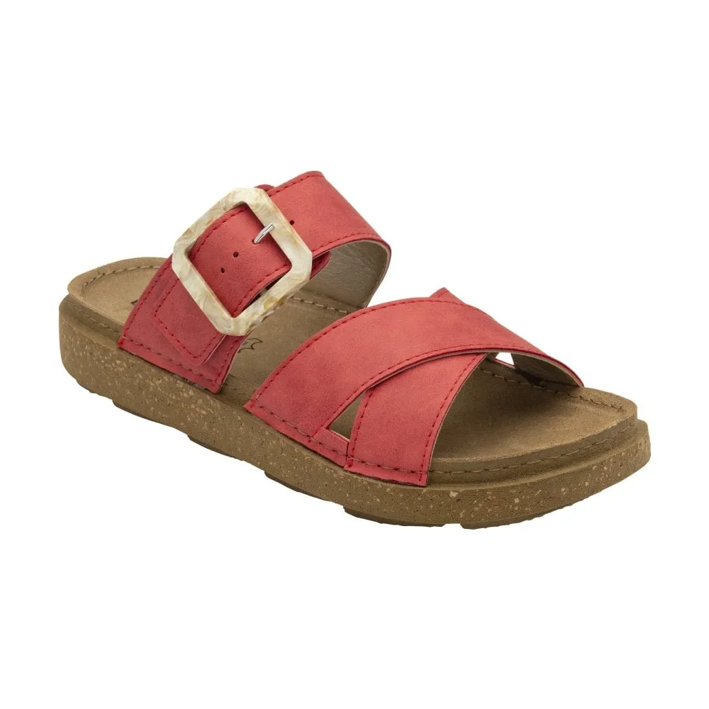 Lotus Comino Women's Crossover Strap Mule Sandal Red