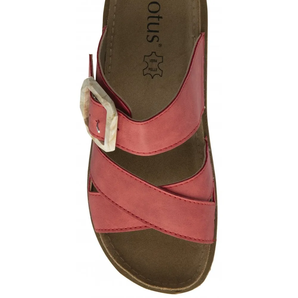 Lotus Comino Women's Crossover Strap Mule Sandal Red