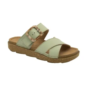 Lotus Ladies Assenza Green Faux Leather Slip On Mule Cork Effect Strap Sandals
