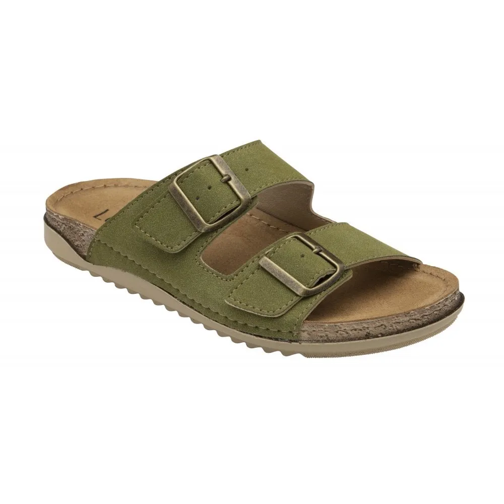 Lotus Trento Women's Twin Strap Slider Mule Sandal Green