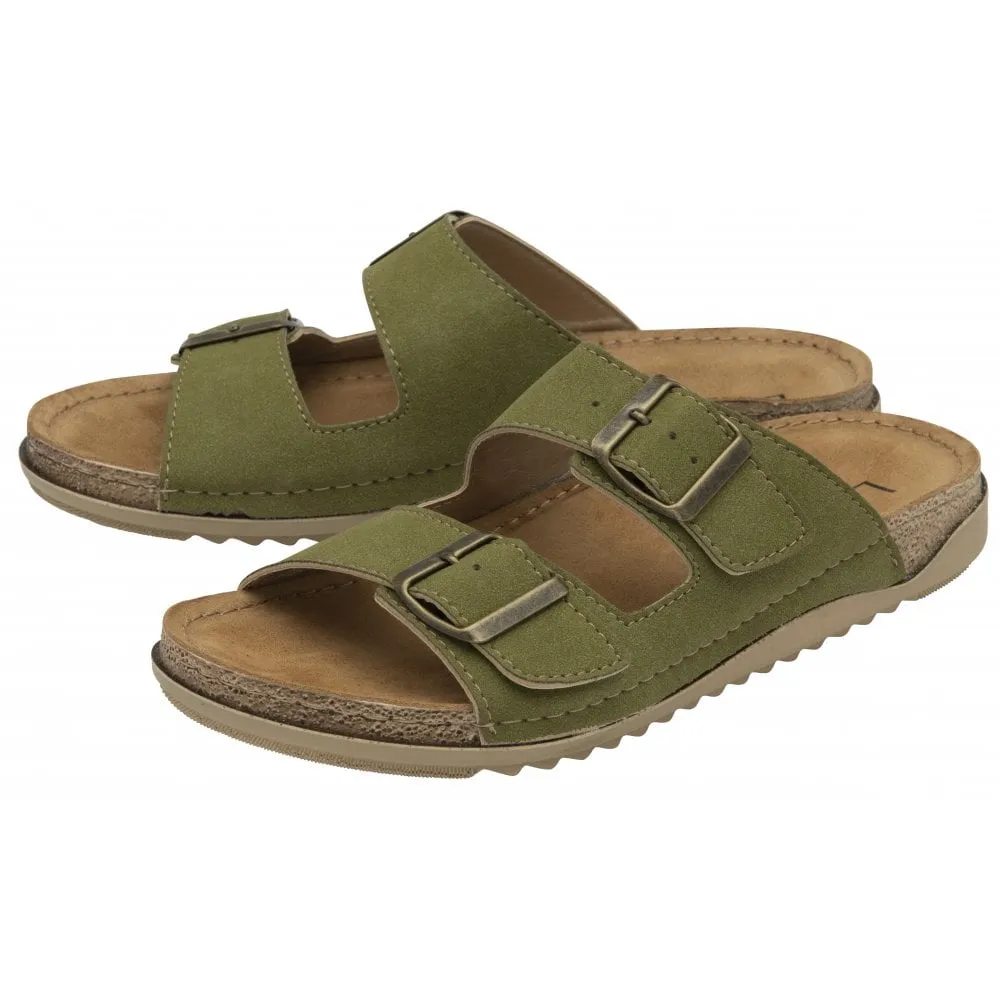 Lotus Trento Women's Twin Strap Slider Mule Sandal Green