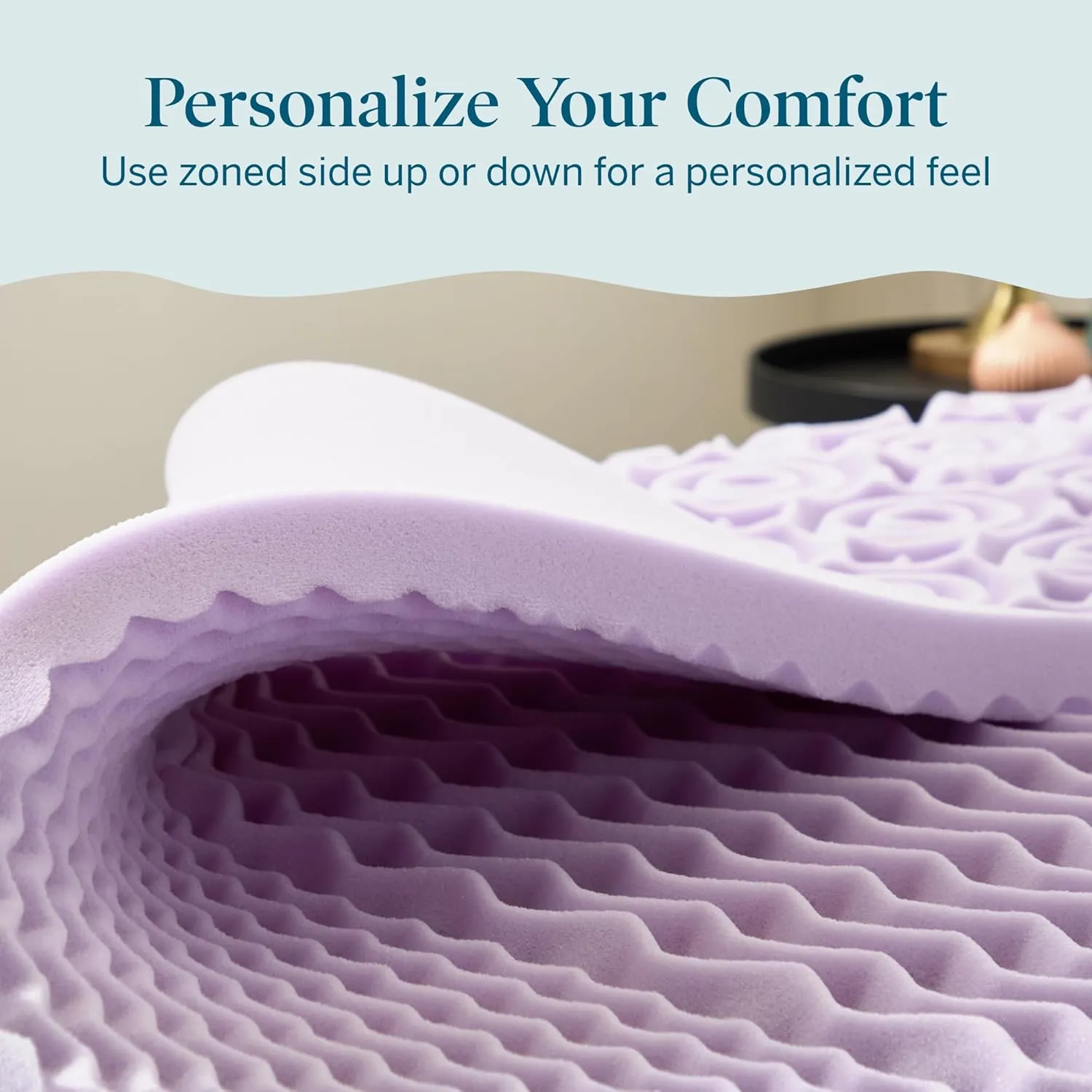 LUCID Lavender-Infused Mattress Topper - Memory Foam - 2 Inch - Full Size - Plush Feel - 5 Convoluted Zones - CertiPUR Certified - New Home Owner & Dorm Room Essentials