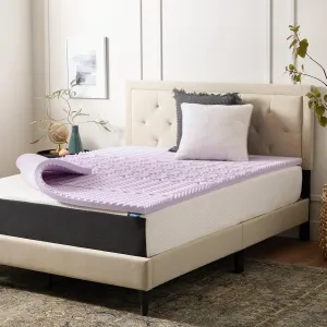 LUCID Lavender-Infused Mattress Topper - Memory Foam - 2 Inch - Full Size - Plush Feel - 5 Convoluted Zones - CertiPUR Certified - New Home Owner & Dorm Room Essentials