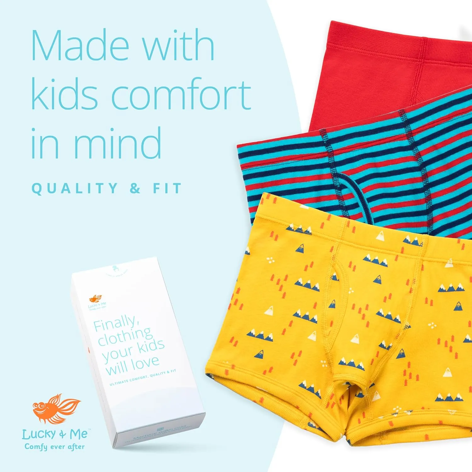 Lucky & Me | Nolan Boy Boxer Brief Underwear | 100% Organic Cotton | 7-Pack