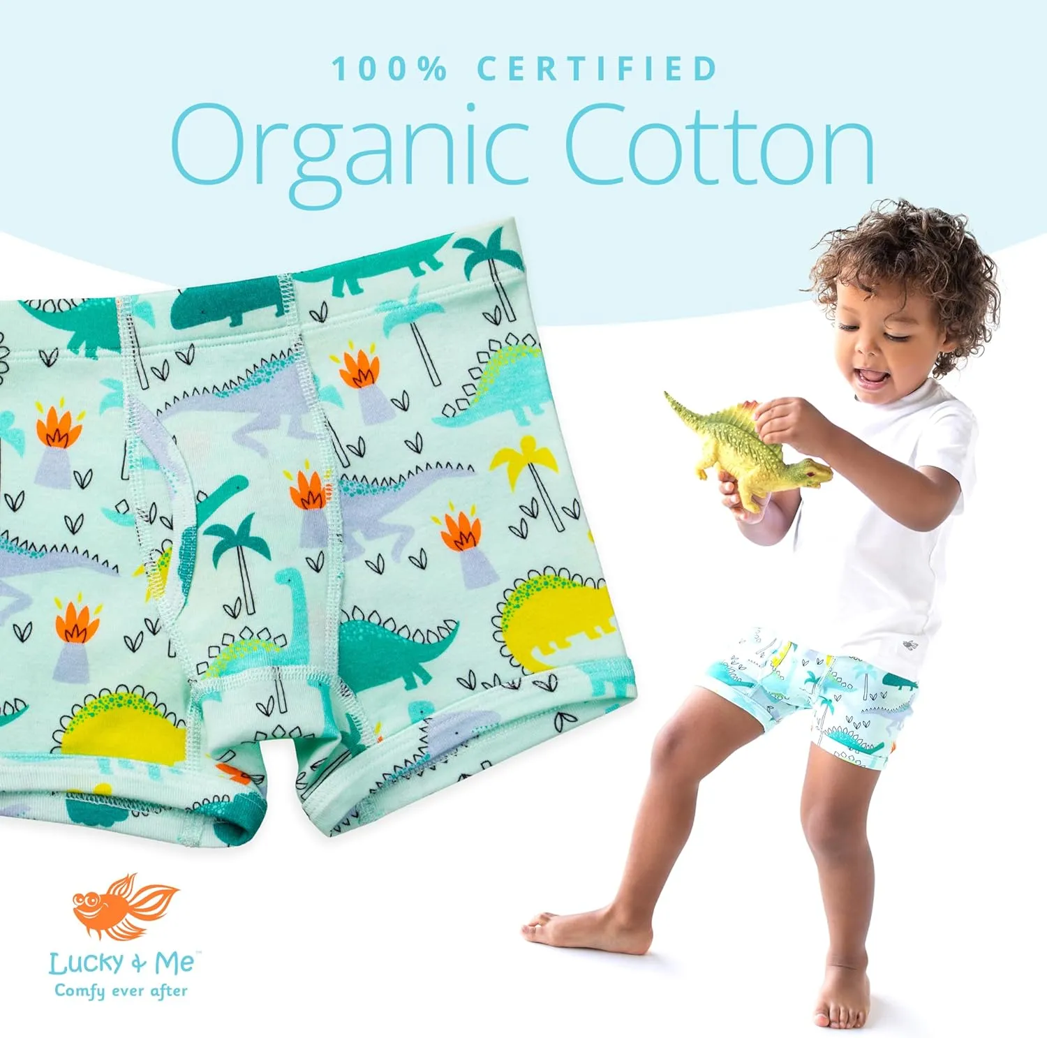 Lucky & Me | Nolan Boy Boxer Brief Underwear | 100% Organic Cotton | 7-Pack