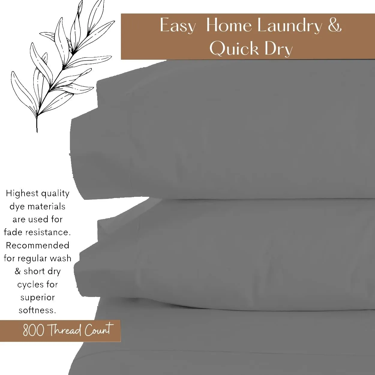 Lukeville Luxury Linen 800 Thread Count Pillowcase Set of 2 100% Cotton Pillowcover 4 Inch Top Hem Long Staple Cotton Pillow Cover,Sateen Finish,Soft,Breathable Charcoal Grey Standard Size (20 X 30)