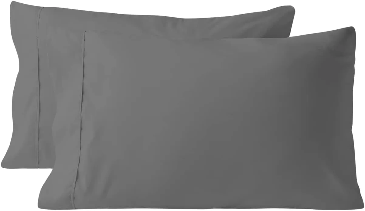 Lukeville Luxury Linen 800 Thread Count Pillowcase Set of 2 100% Cotton Pillowcover 4 Inch Top Hem Long Staple Cotton Pillow Cover,Sateen Finish,Soft,Breathable Charcoal Grey Standard Size (20 X 30)