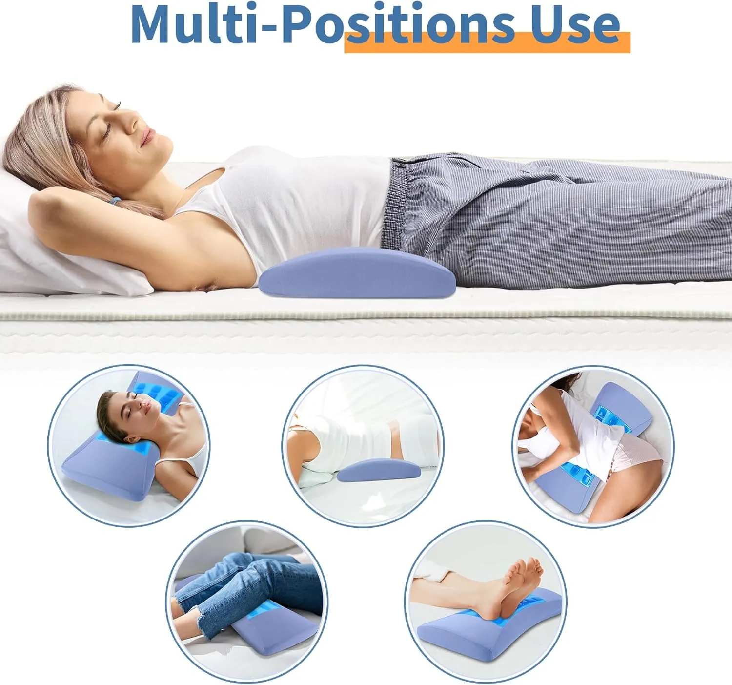 Lumbar Support Pillow for Bed Relief Lower Back Pain with Cooling Gel: Sciatica Lower Back Pillow for Sleeping-Memory Foam Waist Pillow for Side/Back/Stomach Sleepers-Bed Rest Pillow for Car, Sofa