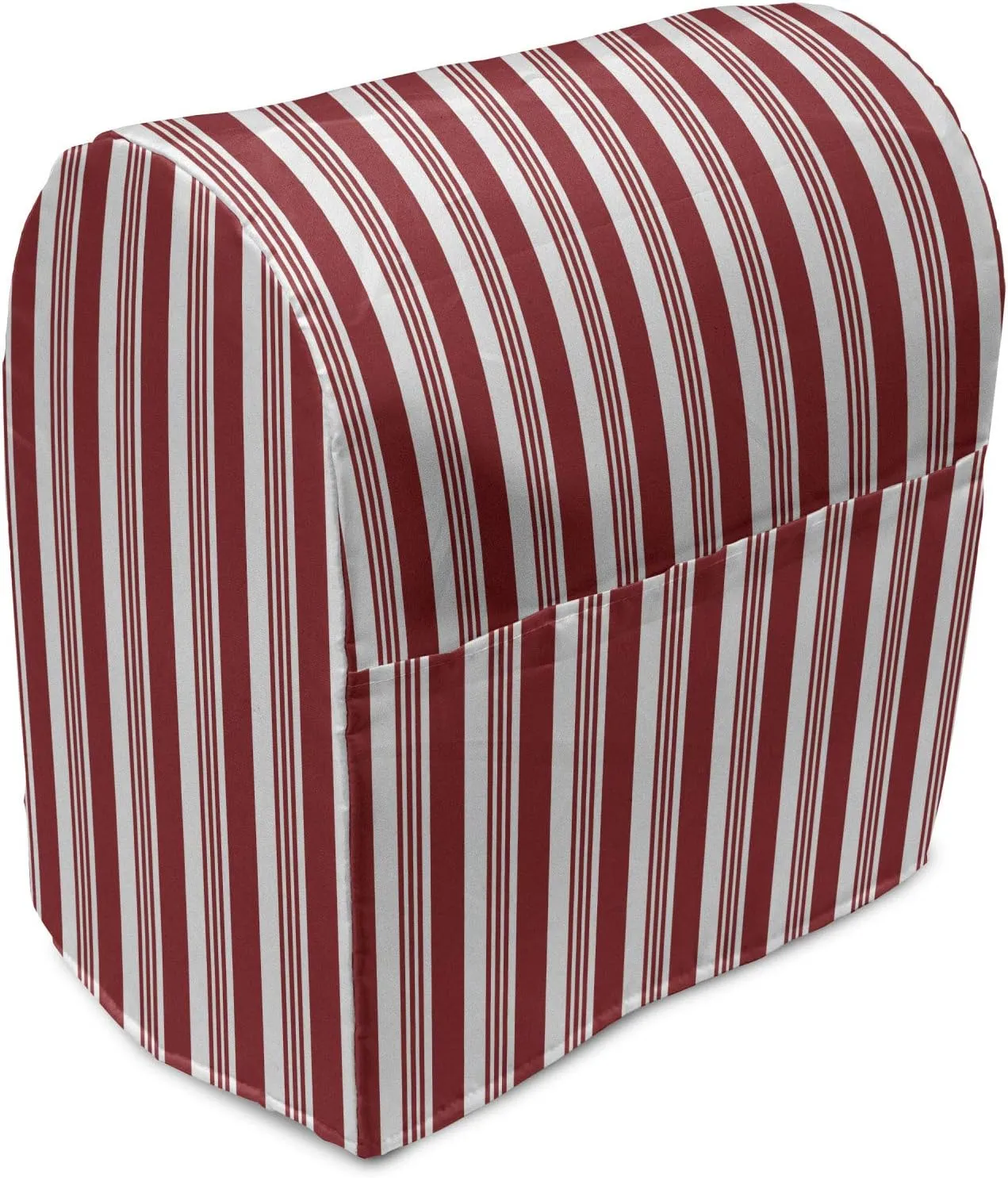 Lunarable Striped Stand Mixer Cover, Abstract Vertical Stripes Candy Cone Inspired Pattern Abstract Line Illustration, Kitchen Appliance Organizer Bag Cover with a Pocket, 6-8 Quarts, Ruby White