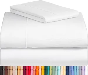 LuxClub 3 PC Sheet Bed Sheets Deep Pockets 18" Eco Friendly Wrinkle Free Kids Fitted Sheets Machine Washable Hotel Bedding Silky Soft - White Twin