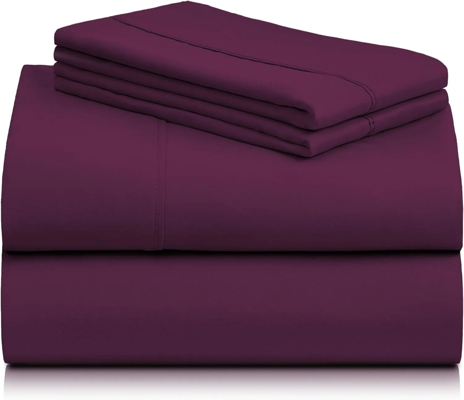 LuxClub 4 PC King Sheet Set, Breathable Luxury Bed Sheets, Deep Pockets 18" Wrinkle Free Cooling Bed Sheets Machine Washable Hotel Bedding Silky Soft - Eggplant King