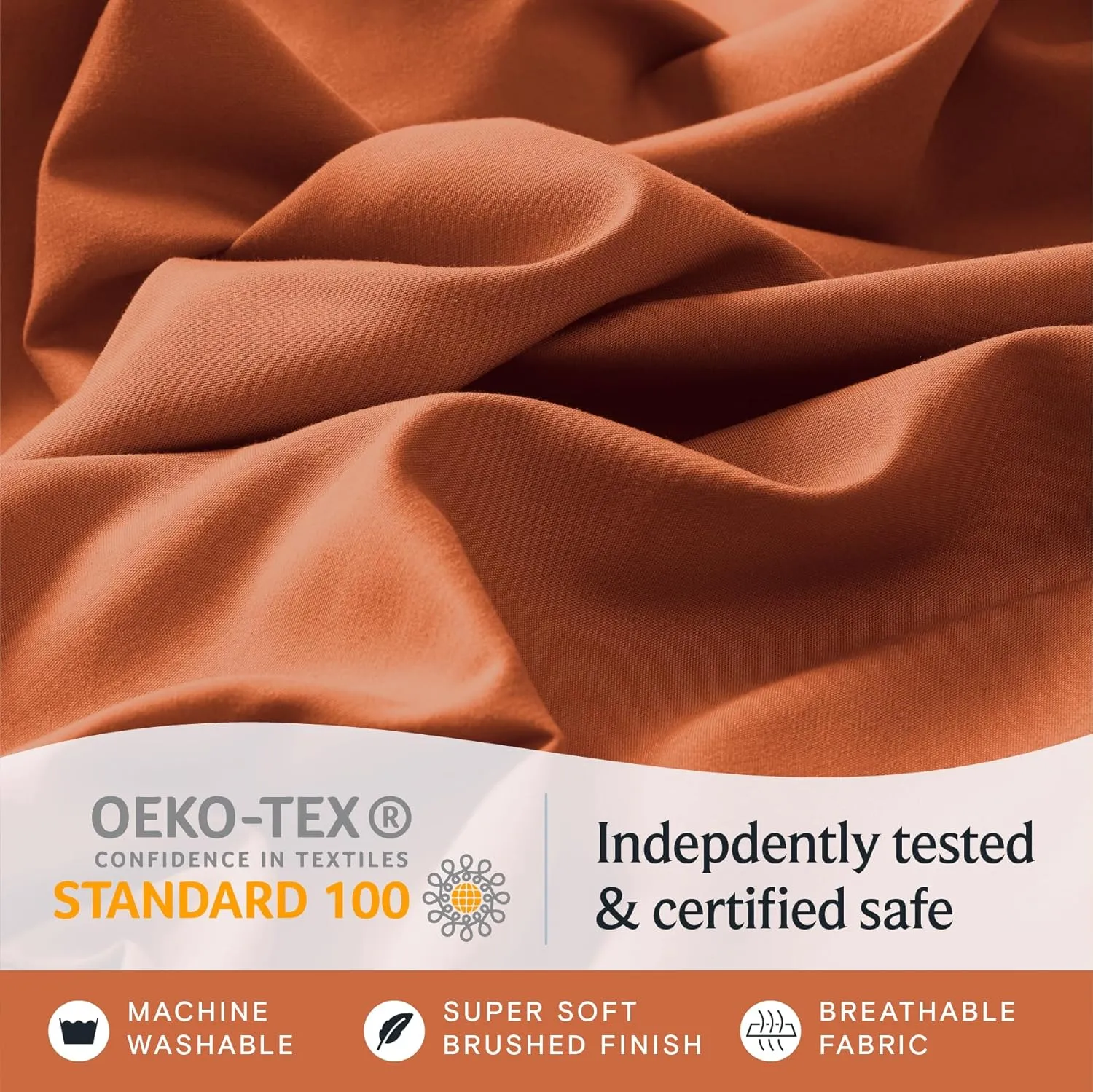 LuxClub 4 PC Queen Sheet Set, Queen Size, Deep Pockets 18" Wrinkle Free Cooling Sheets Machine Washable Hotel Bedding Silky Soft - Autumn Orange Queen