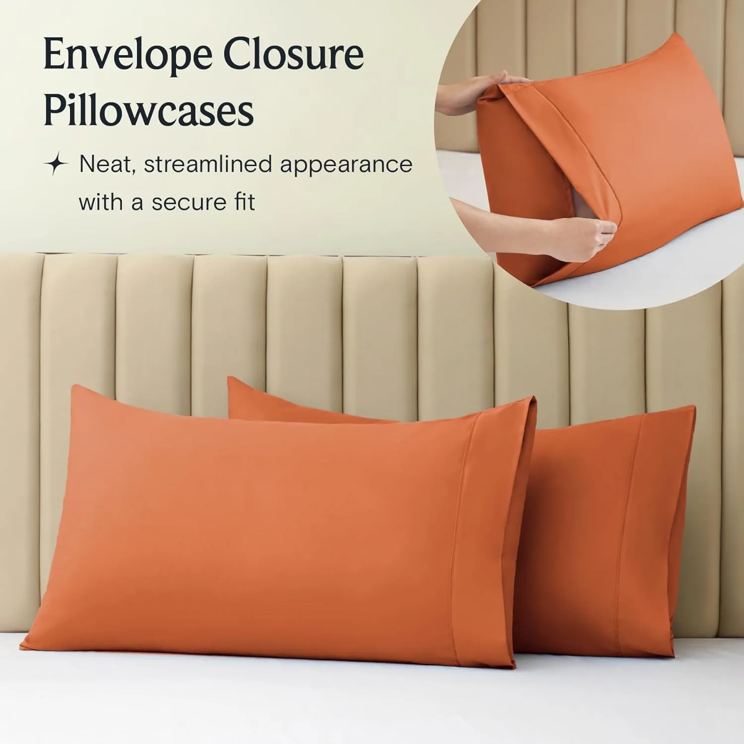 LuxClub 4 PC Queen Sheet Set, Queen Size, Deep Pockets 18" Wrinkle Free Cooling Sheets Machine Washable Hotel Bedding Silky Soft - Autumn Orange Queen