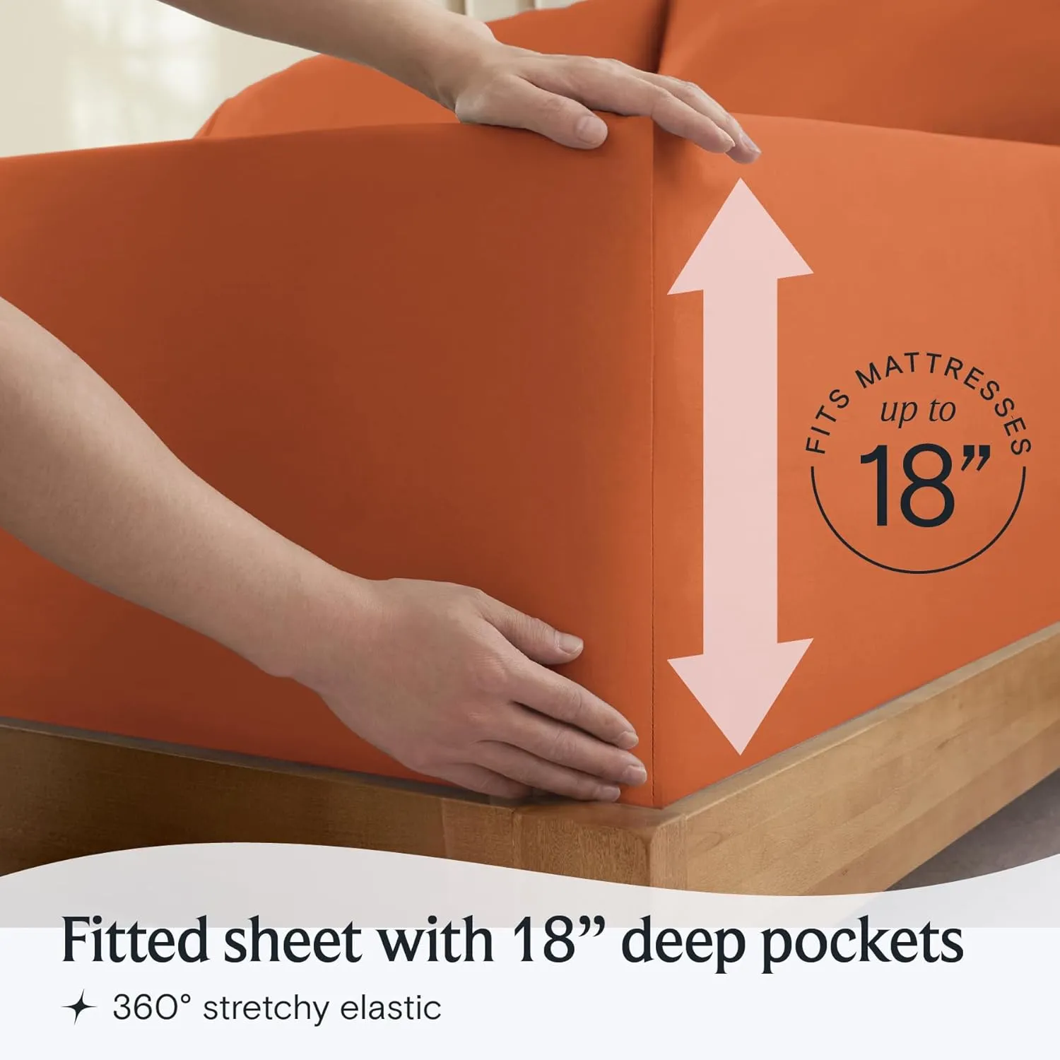 LuxClub 4 PC Queen Sheet Set, Queen Size, Deep Pockets 18" Wrinkle Free Cooling Sheets Machine Washable Hotel Bedding Silky Soft - Autumn Orange Queen