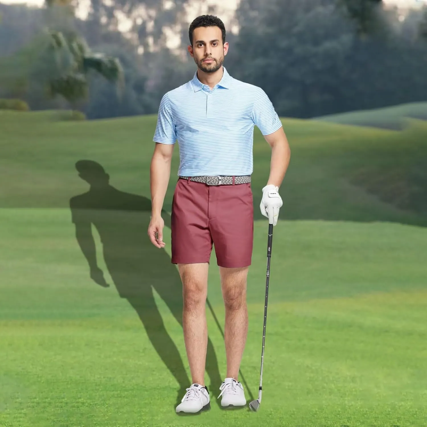 M MAELREG Golf Shorts Men 7 inch 9 inch Quick Dry Stretch Waist Moisture Wicking Water-Repellent Flat Front Flex Mens Shorts
