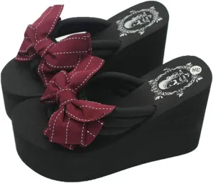 Mamilove Womens Chunky High Platform Wedge Flip-flops Sandals 6.5 Purple